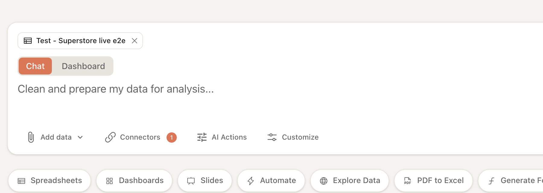 Formula Bot chat with an attached Tableau collection